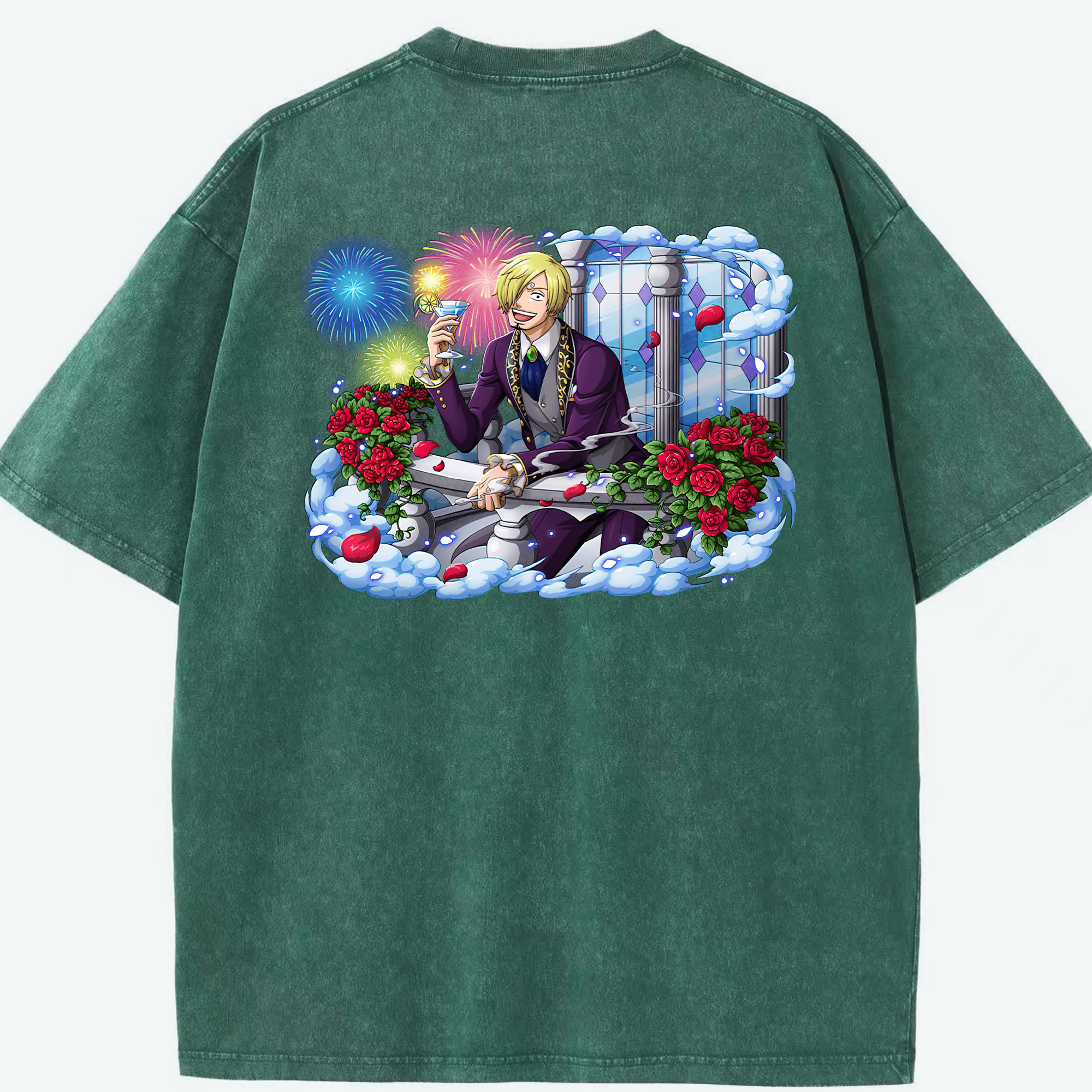 ワンピース サンジ ONE PIECE Sanji 綿100% ヴィンテージ風 半袖Tシャツ（背面プリント）